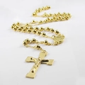 Rosario clásico de acero inoxidable chapado en oro de 18K con crucifijo y medalla - Estilo Rosario (NK4373) / Dorado