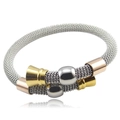 Three-tone spring twisted chain bracelet in gold, rose gold, and silver stainless steel - Tri-color (Gold/Rose Gold/Silver)