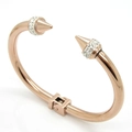 Rose gold punk style stainless steel spike bracelet with crystal rhinestones - Rose Gold