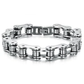 Industrielles Fahrradketten-Armband aus Edelstahl für Herren mit sicherem Klappverschluss - Silber