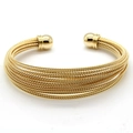 Bracciale rigido aperto a più strati in cavo intrecciato dorato con estremità a sfera - Oro