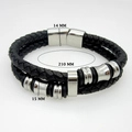 Dettaglio macro del bracciale in pelle intrecciata con chiusura magnetica e misura 210mm - Color Acciaio