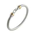Bracelet torsadé en acier inoxydable bicolore avec détails dorés et fermoir crochet - Mélange Argent-Or