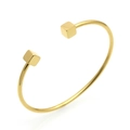 Bracelet jonc minimaliste en acier inoxydable plaqué or rose 18k avec embouts cubes - Doré