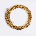 Detailed view of triple-coiled golden box chain necklace with secure lobster clasp closure - Width 3.5mm Length 60cm / Gold Box Chain