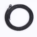 Detail showing a black box chain necklace with a lobster clasp closure on white background - Width 3.5mm Length 60cm / Black Box Chain