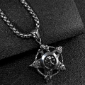 Gothic skull pendant necklace with masonic symbols on black textured background - Silver Pendant Only (Without Chain)