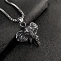 Hip hop elephant head pendant necklace in stainless steel with vintage metallic finish - Steel Color Pendant (Without Chain)