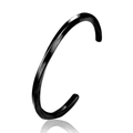 Bracelet jonc minimaliste en acier inoxydable noir mat avec une surface plane lisse - Noir