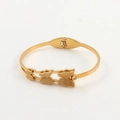 Gold butterfly bangle in matte stainless steel with frosted finish and zircon detail - Gold Three Graded Butterflies with Zircon (BR8254)