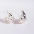 Orecchini a perno a piuma d'argento con pietre di zircone e un design avvolgente unico - Argento