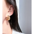 Elegant gold hollow heart hoop earrings for women with sparkling cubic zirconia crystals - Default