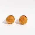 Luxuriöse goldene geflochtene Kugelohrringe mit geometrischem Design und Glanz - Gold