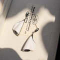 Elegant white enamel calla lily earrings in silver finish with a romantic heart shadow - White Calla Lily Style