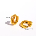 Golden twisted huggie earrings with a square zircon stud and 1.5cm diameter design - Gold