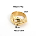 Anillo de hoja de acero inoxidable bañado en oro de 18k con diseño trenzado, 10g - US 6 / Estilo de Torsión Entrelazado (R5309) / Dorado