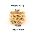 Anillo ancho de acero de titanio chapado en oro de 18K con diseño de textura trenzada - Talla 6 / Estilo Trenzado Ancho (R5335) / Dorado