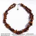 Collana a doppio strato in occhio di tigre con chiusura in ottone placcato oro - Collana a doppio strato