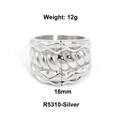 Anillo de banda ancha de acero de titanio plateado con textura trenzada R5310-Silver - US 6 / Estilo Ancho Facetado Retorcido (R5310) / Color acero