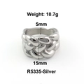 Anillo de acero de titanio plateado con textura trenzada ancho 15mm y peso de 10,7g - Talla 6 / Estilo Trenzado Ancho (R5335) / Color acero