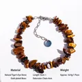 Bracciale in pietre naturali occhio di tigre con chiusura dorata e catena estensibile - Bracciale a strato singolo