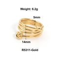 Anello multistrato placcato oro con design a nodo, fascia 5mm e altezza 14mm - US 6 / Stile Nodo a Spirale Multistrato (R5311) / Oro