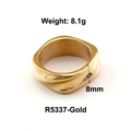 Anillo de acero de titanio dorado de 8mm con textura retorcida, peso 8,1g, modelo R5337 - Talla 6 / Estilo Geométrico Retorcido (R5337) / Dorado