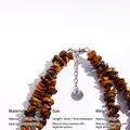 Collana di pietre occhio di tigre naturali con chiusura in ottone placcato oro e catena - Bracciale a doppio strato