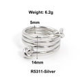 Anello a spirale multistrato argento con nodi e design minimalista in acciaio inox - US 6 / Stile Nodo a Spirale Multistrato (R5311) / Colore acciaio