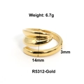 Anello in acciaio inossidabile placcato oro con design a foglia e forme ondulate - US 6 / Stile a Foglia Sovrapposta Ondulata (R5312) / Oro