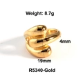 Polished 18K gold plated stainless steel chunky twisted ring with a bold mirror finish - Size 6 / Wave Stacked Style (R5340) / Gold