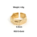 Anello aperto in acciaio dorato 18k texture lava, larghezza 8,5mm e peso 4,6g da donna - US 6 / Stile Lava Martellato Irregolare (R5313) / Oro