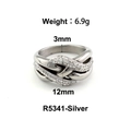 Silver woven knot ring with crystals and 18K gold plating 6.9g variant R5341 - Size 6 / Cross Woven Full Diamond Style (R5341) / Steel