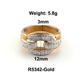 Gold chain-style 18K plated stainless steel ring with crystals, SKU R5342, 5.8g weight - Size 6 / Chain Link Full Diamond Style (R5342) / Gold