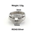 Sparkling silver stainless steel ring with micro-pave white stones and link design - Size 6 / Chain Link Full Diamond Style (R5342) / Steel