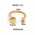 Anello minimalista in acciaio al titanio placcato oro 18k con design geometrico e perla - US 6 / Stile a Sfera Ottagonale Geometrica (R5320) / Oro