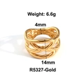 Anello in acciaio inossidabile placcato oro con motivo intrecciato e fascia larga vintage - US 6 / Stile Tessuto Intrecciato Traforato (R5327) / Oro