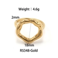 Irregular wave-shaped stainless steel ring in 18K gold plating with textured finish - Size 6 / Irregular Wave Style (R5348) / Gold