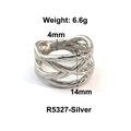 Anello in acciaio al titanio argento con design intrecciato e linee geometriche - US 6 / Stile Tessuto Intrecciato Traforato (R5327) / Colore acciaio