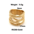 18K gold plated multi-layer braided rope texture ring with vintage industrial design - Size 6 / Multi-layer Twist Rope Style (R5350) / Gold