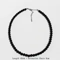 Elegante collana di agata nera con chiusura in argento e catena di estensione di 6cm - 6mm Collana (42cm+6cm)