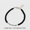 Bracciale con onice nera 4mm e perle d'argento, lunghezza 16cm con estensione di 6cm - Bracciale