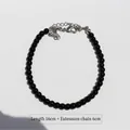 Elegant minimalist black agate beaded bracelet with 16cm chain and silver lobster clasp - 4mm Bracelet (16cm+6cm)
