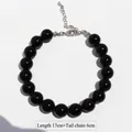 Elegant black agate beaded bracelet with 17cm length and silver lobster clasp - 10mm Bracelet (17cm+6cm)
