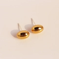 Pendientes de botón minimalistas dorados en forma de grano con acabado de espejo - Dorado