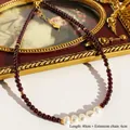Collana di granato con perle barocche e catena dorata regolabile da 40+6cm - Collana