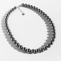 Elegante collana di perle nere rotonde stile Tahiti con catena e chiusura regolabile - Stile Grande