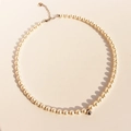 Minimalist pearl necklace with a polished silver ball pendant and adjustable lobster clasp - White