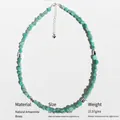 Collana di perle di amazzonite con ciondolo a cuore in ottone argento e chiusura a moschettone - Amazzonite