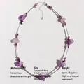 Amethyst-Edelsteinkette mit versilberten Messinggliedern und verstellbarer Kette - Paars Amethist Ruwe Steen Kralen Ketting (Halskette)